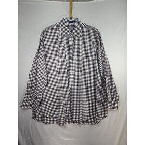 Paul & Shark Yacht Club Ocean Team Blue Brown White Checked Button Down 3X